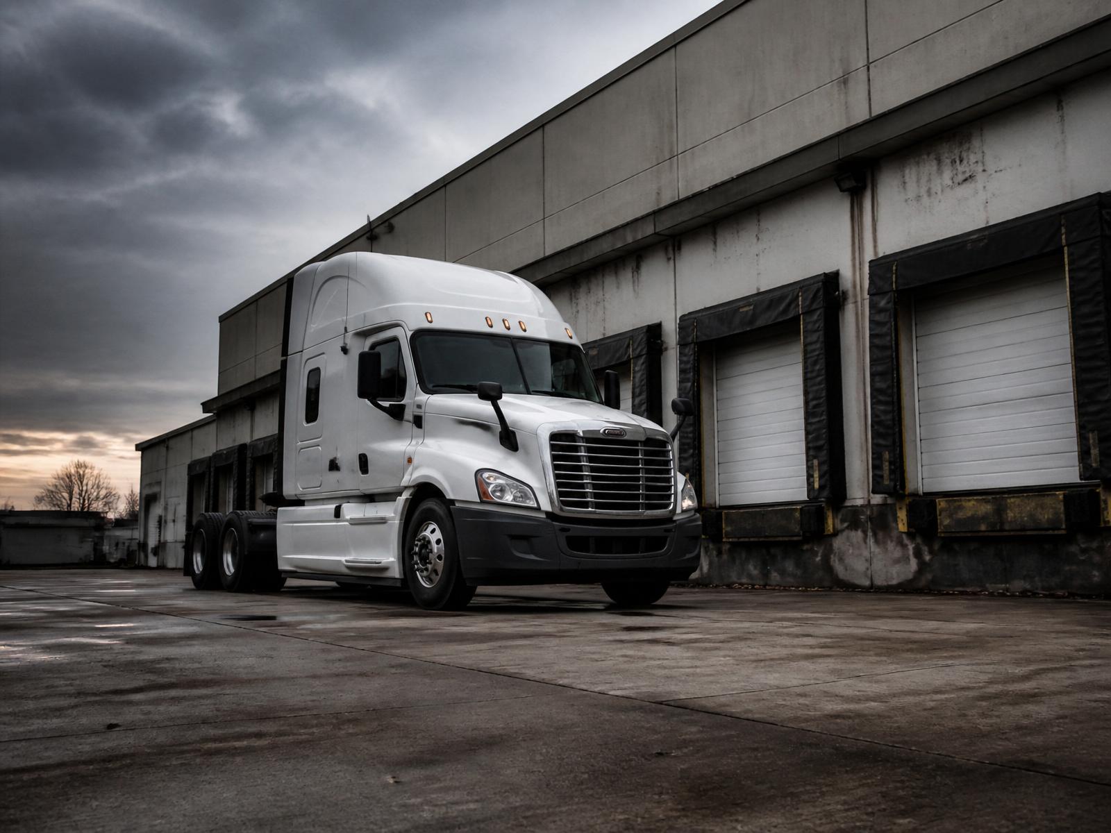 Freightliner Cascadia at industrial loading dock